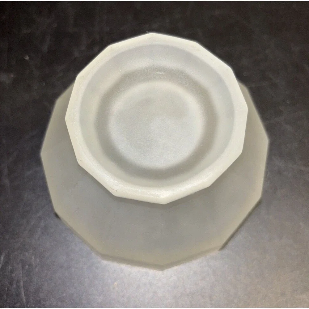 Vintage Frosted White Glass Candy Dish Floral